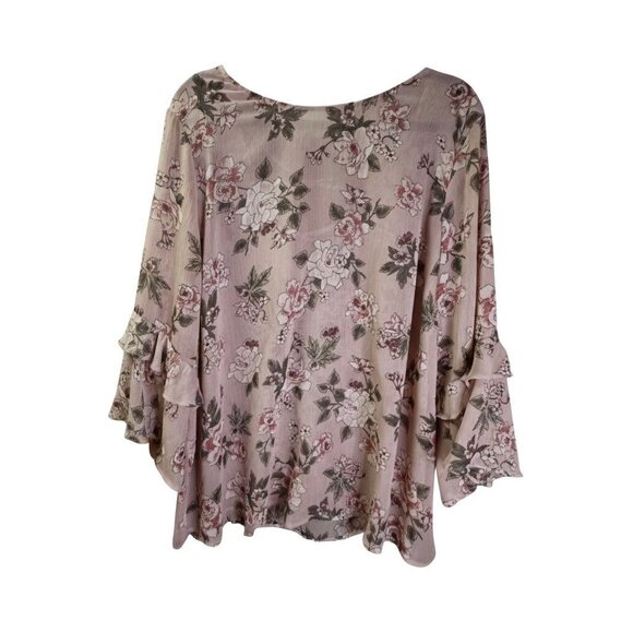 Floral Bell Sleeve Top Blush Pink Plus Size 3 By Torrid Lightweight Flowy Womens - Picture 1 of 8
